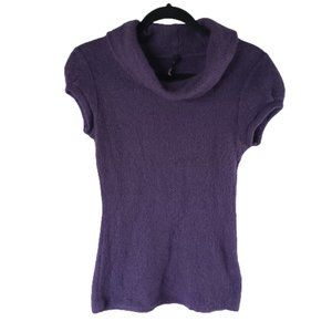 Topshop Purple Mohair Cap Sleeve Cowl Neck Sweater
